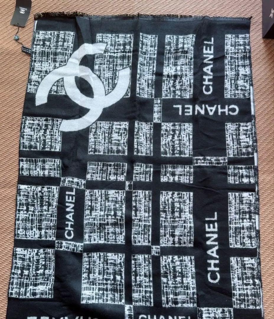 CHANEL ノベルティ ストール 大判 マフラー カメリアリボン付き