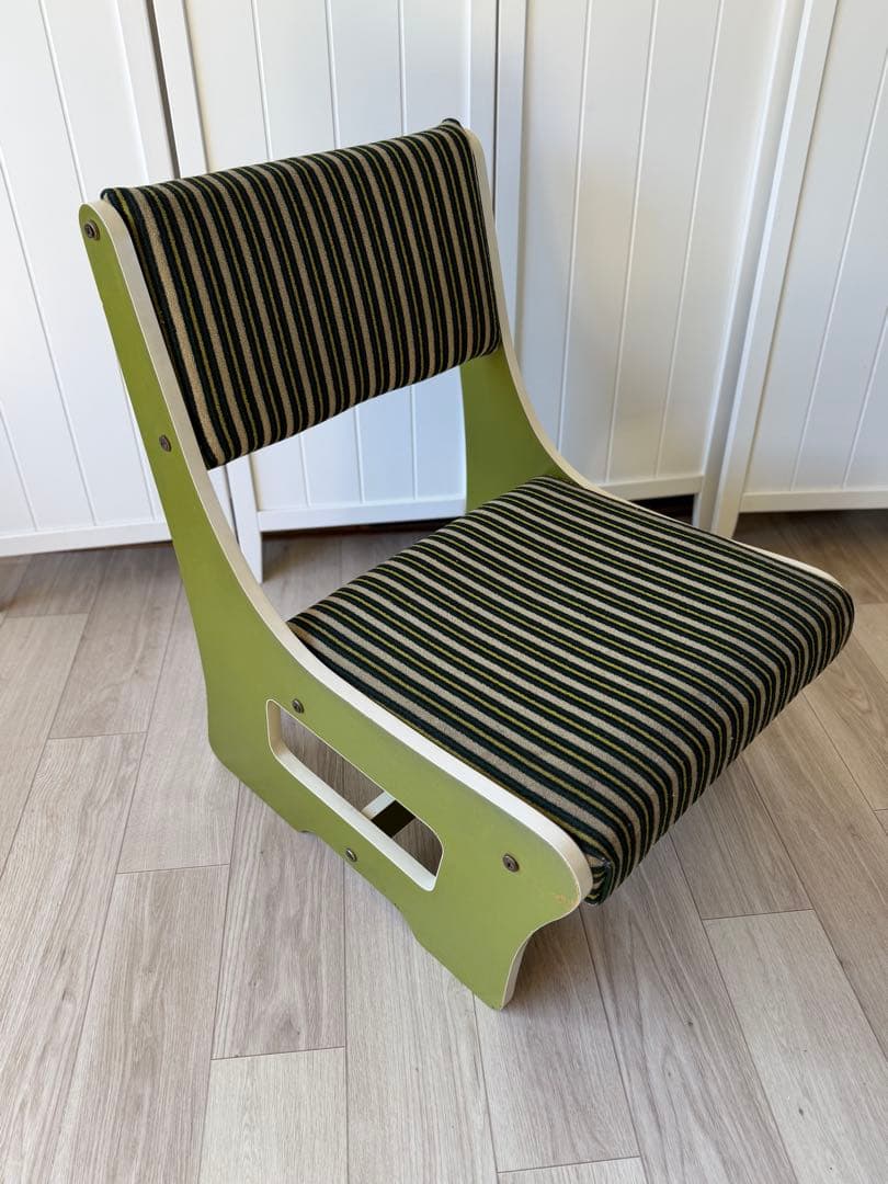 ①ソファ椅子 昭和レトロポップ ソファ テーブル セット グリーンストライプ