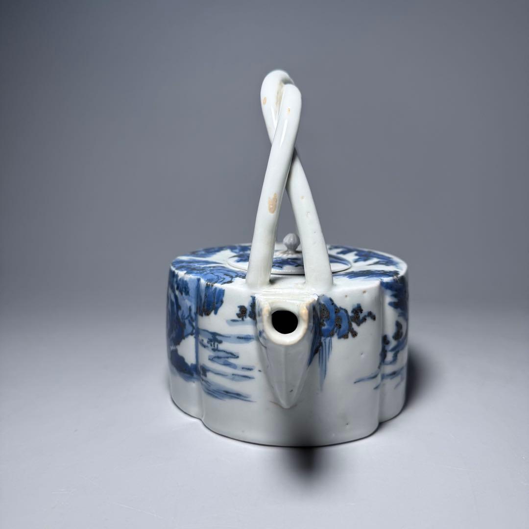 古伊万里　古平戸　染付山水図銚子　江戸時代　古美術　オブジェ　雰囲気◎