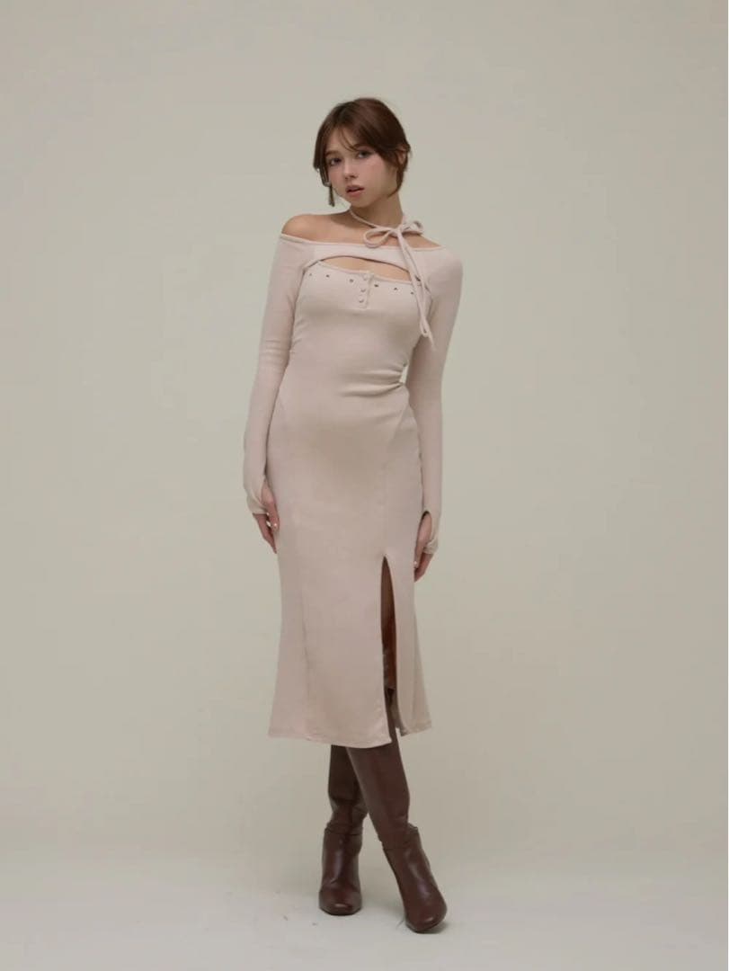 ワンピース andmary Laia oneshoulder dress pink