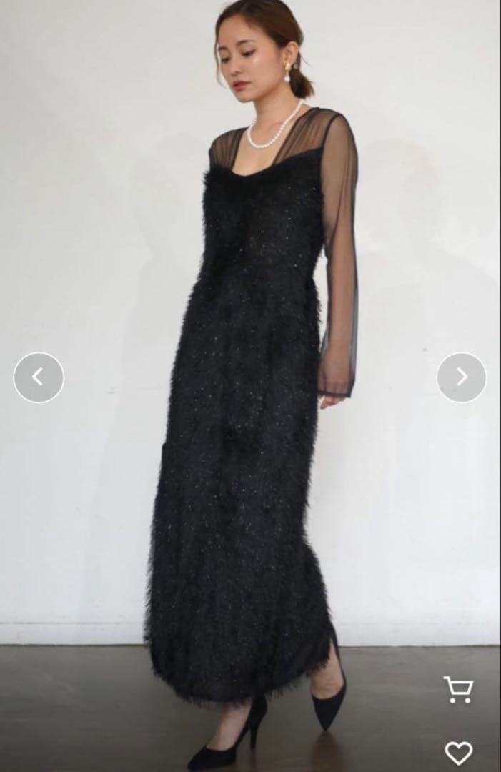 glitter shaggy dress ブラック