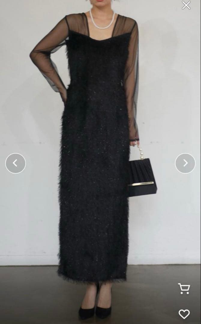 glitter shaggy dress ブラック