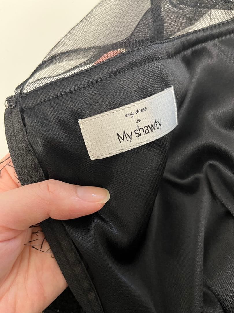 glitter shaggy dress ブラック