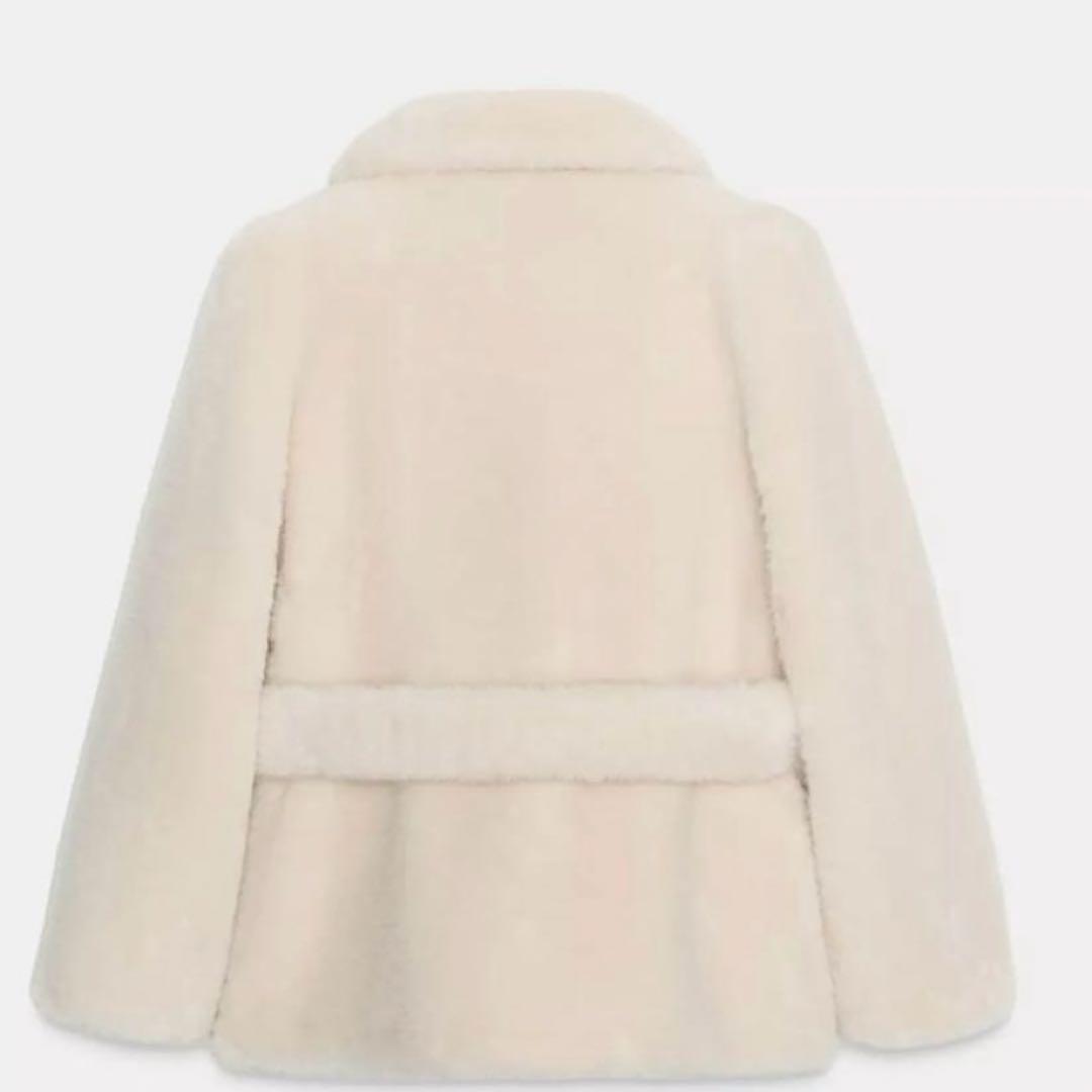 タグ付き新品★ZARAのフェイクファーコートベルト付き★Mサイズ★エクリュ色