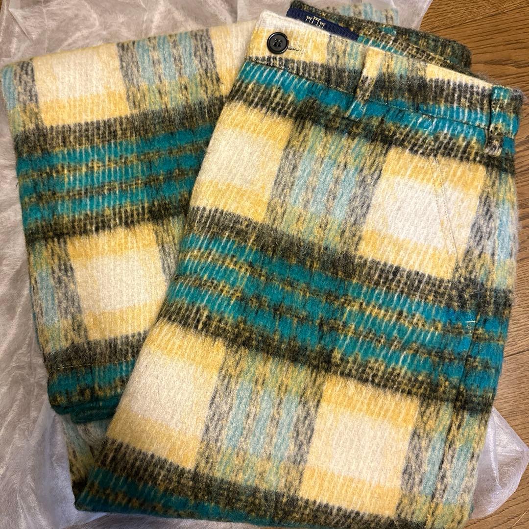 shikitari SHAGGY CHECK PANTS【BLUE】