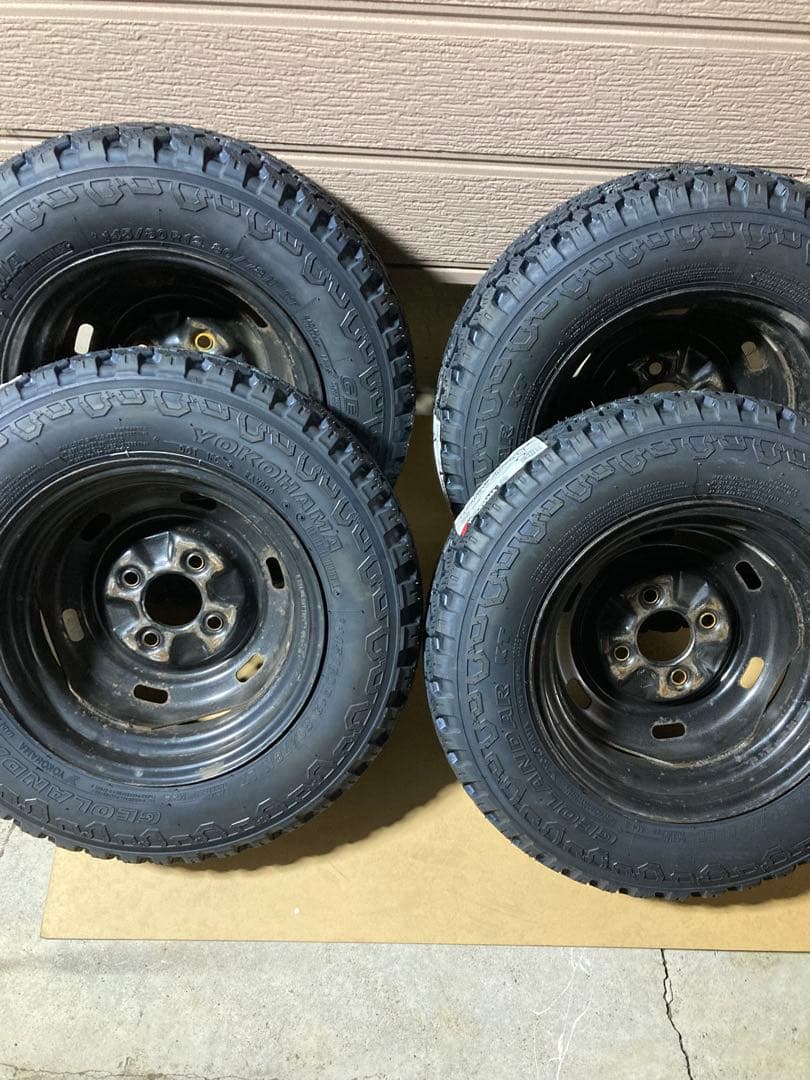 145/80r12 送料込み ゴツゴツタイヤ オールシーズン4本ホイールセット