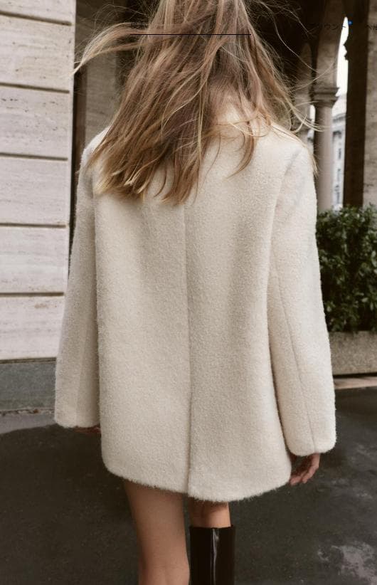【新品】ZARA　ブークレダブルブレストミディ丈コート　Sサイズ