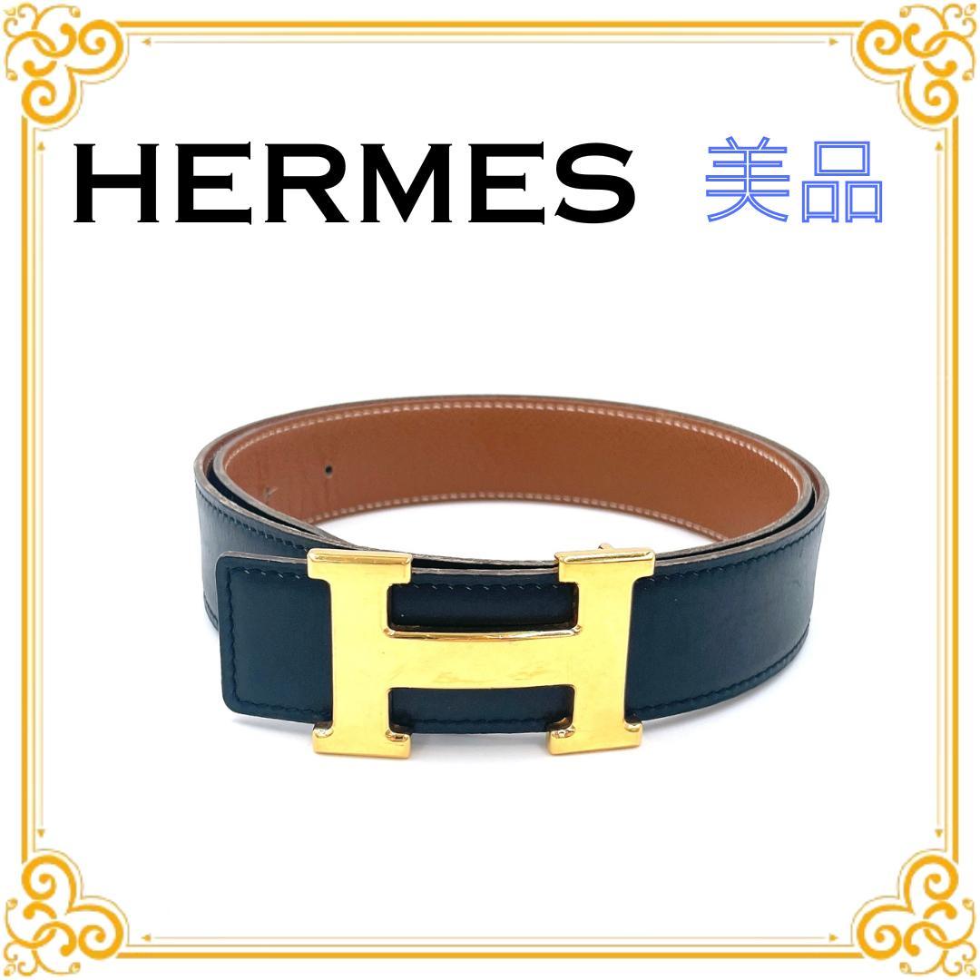 ■美品■ エルメス コンスタンス Hバックル ベルト レザー ブラック ブラウン