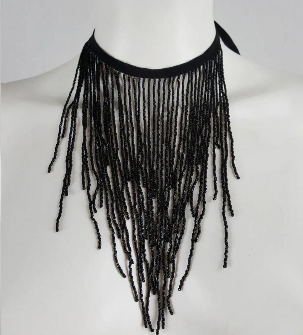 ANN DEMEULEMEESTER ビーズフリンジ シルク製 ネックレス