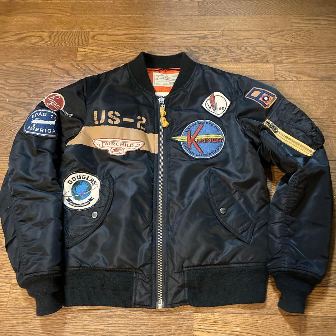 アヴィレックス　ワッペンフルカスタム　MA-1 バックロゴ　Mサイズ　黒