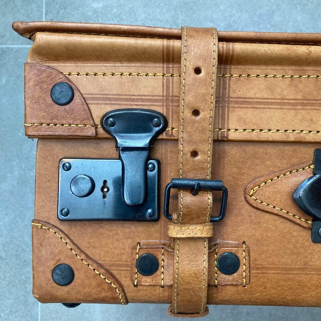 ヴィンテージ レザー トランクケース トランクバッグ レトロ雑貨 古道具 鍵付き