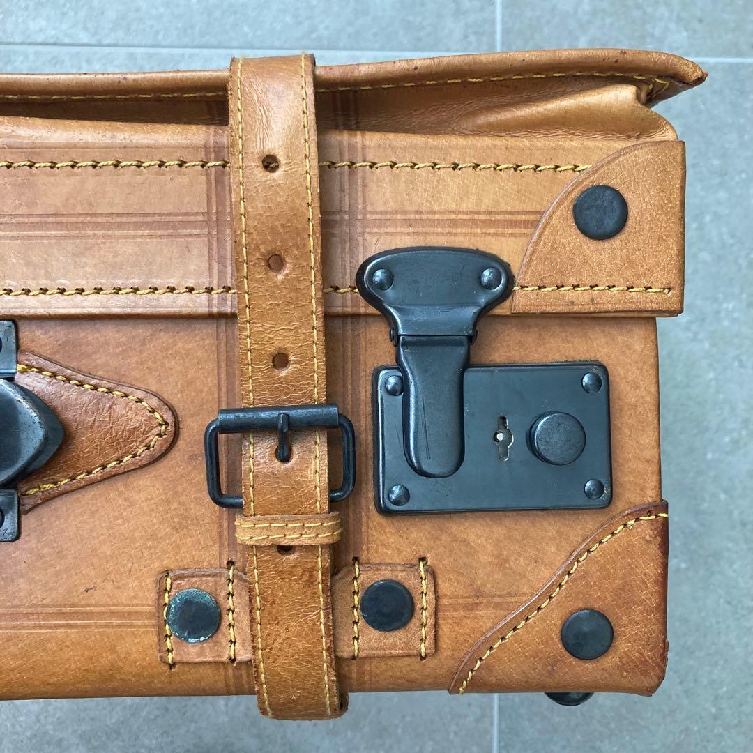 ヴィンテージ レザー トランクケース トランクバッグ レトロ雑貨 古道具 鍵付き