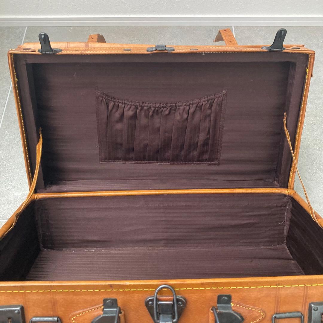 ヴィンテージ レザー トランクケース トランクバッグ レトロ雑貨 古道具 鍵付き