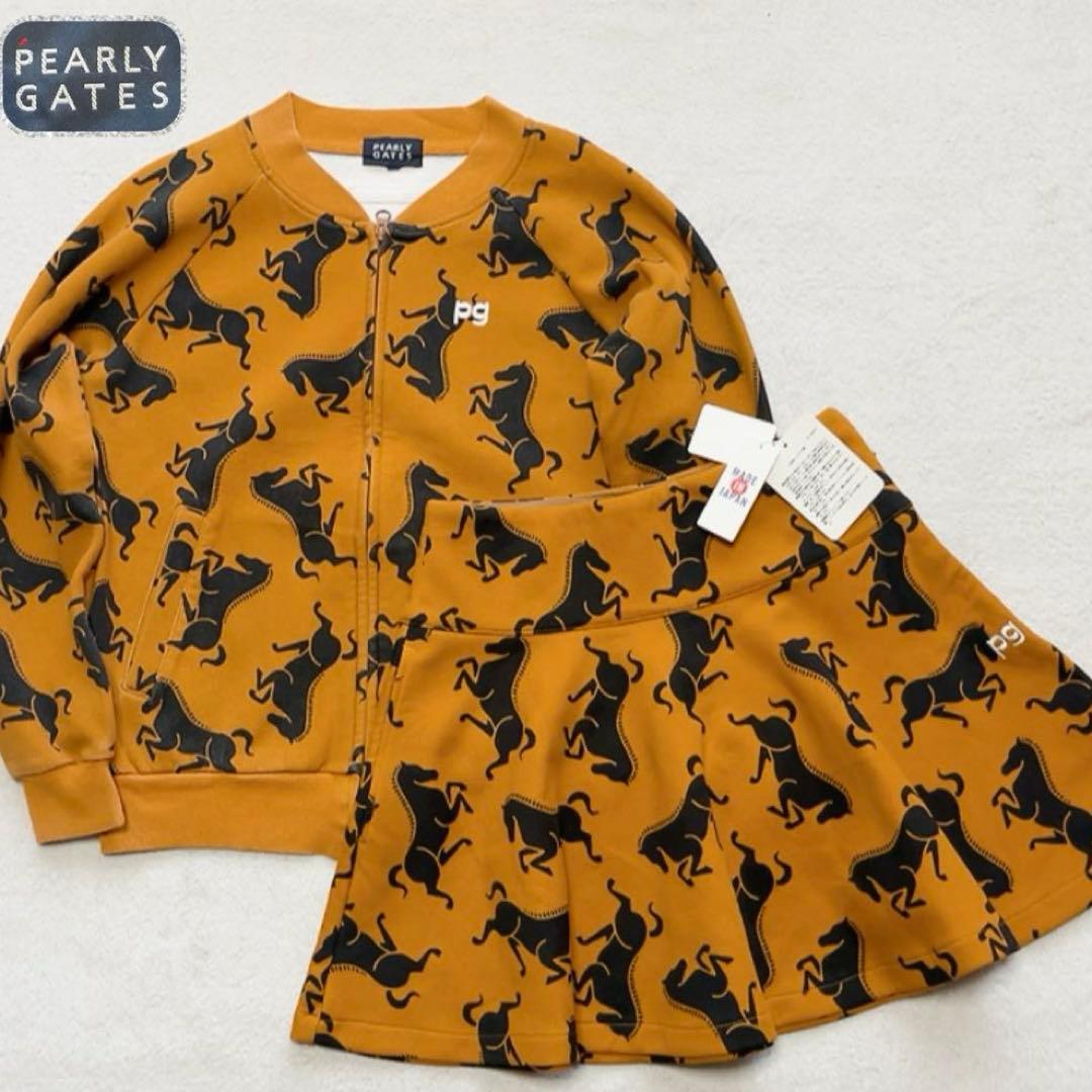 美品 パーリーゲイツ　セットアップ　 馬　ホース　柄　フレアスカート　ジャケット