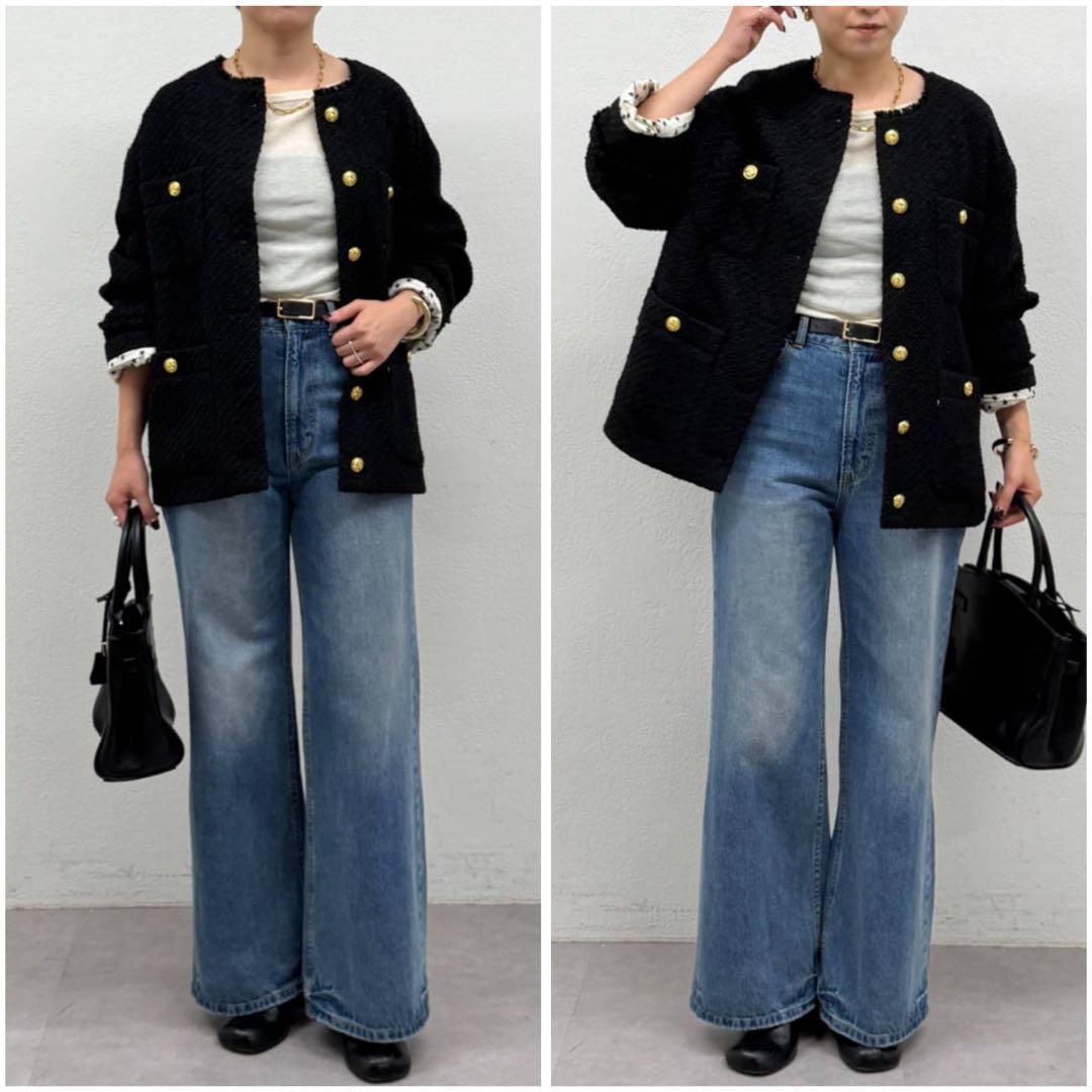 Loungedress ラウンジドレス ツイードジャケット 金ボタン ブラック