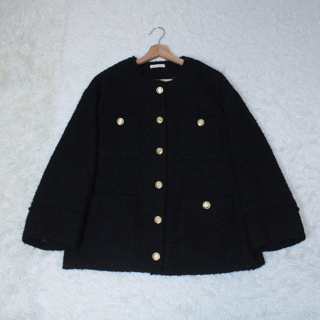 Loungedress ラウンジドレス ツイードジャケット 金ボタン ブラック