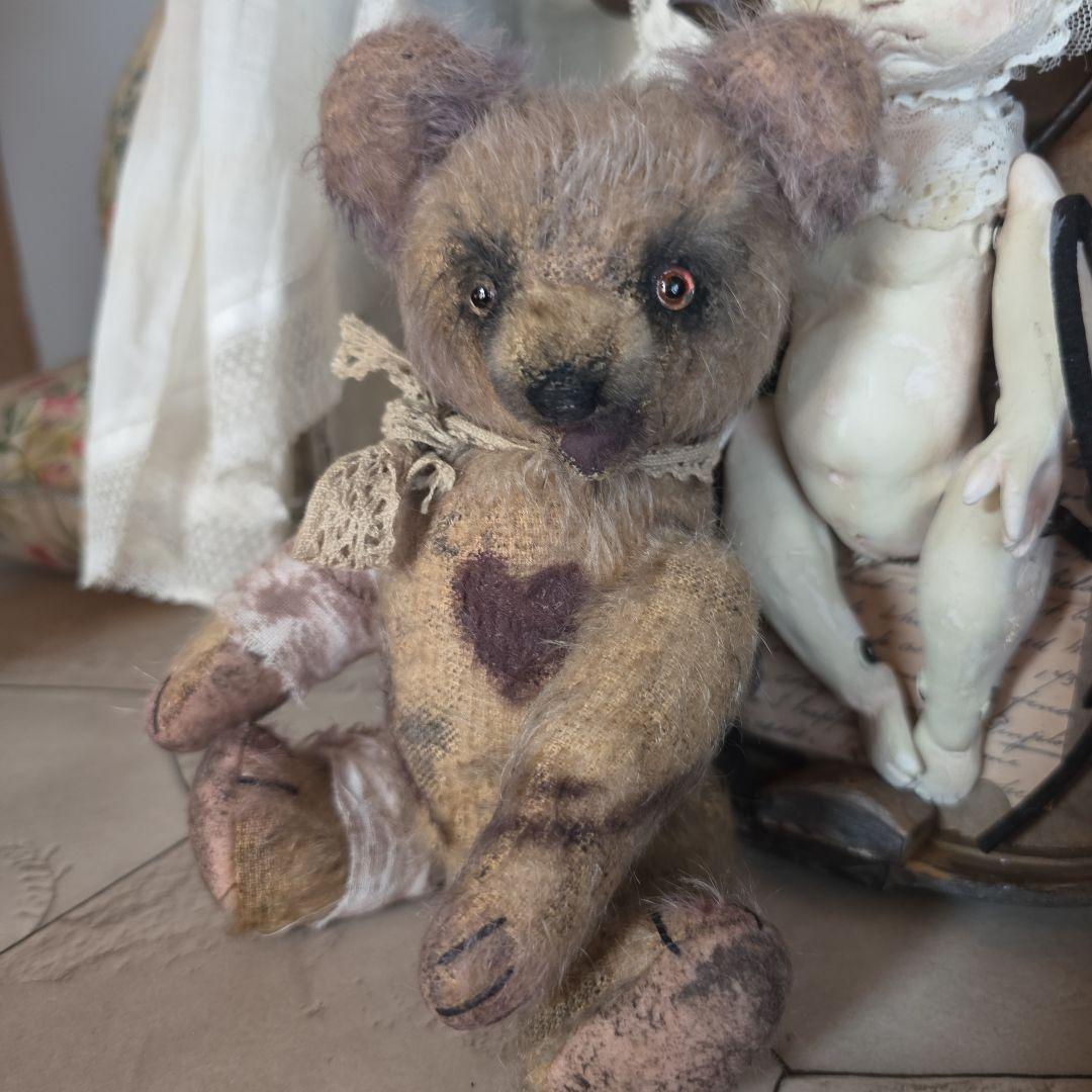 フランス　アンティークテディベア　ダーク　退廃的　シャビー　ブロカント