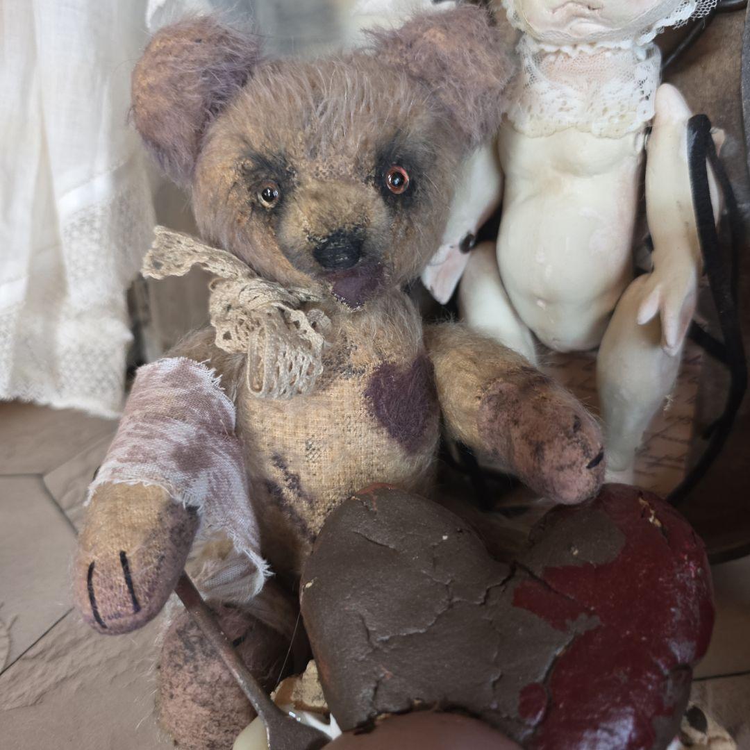 フランス　アンティークテディベア　ダーク　退廃的　シャビー　ブロカント