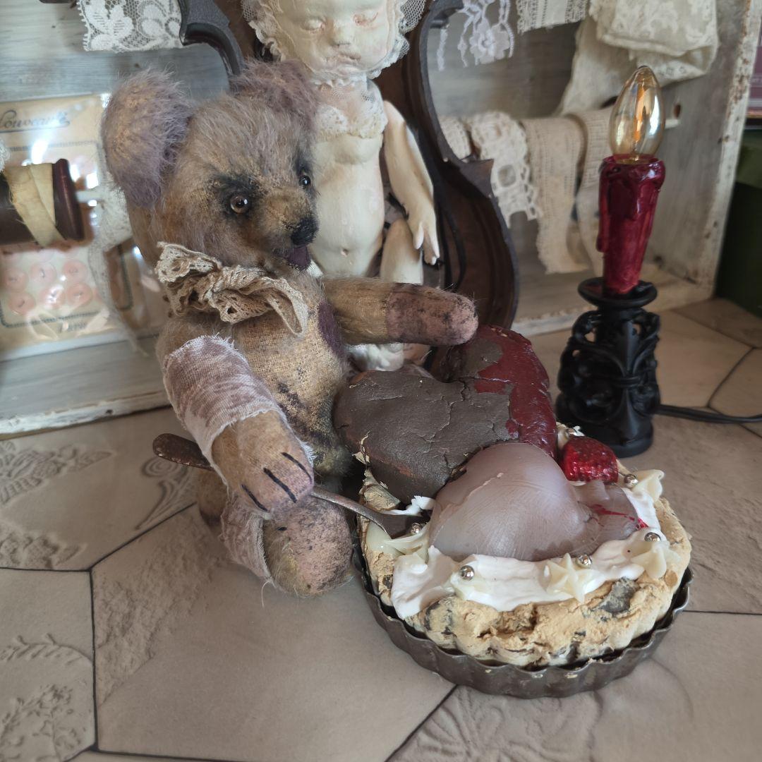 フランス　アンティークテディベア　ダーク　退廃的　シャビー　ブロカント