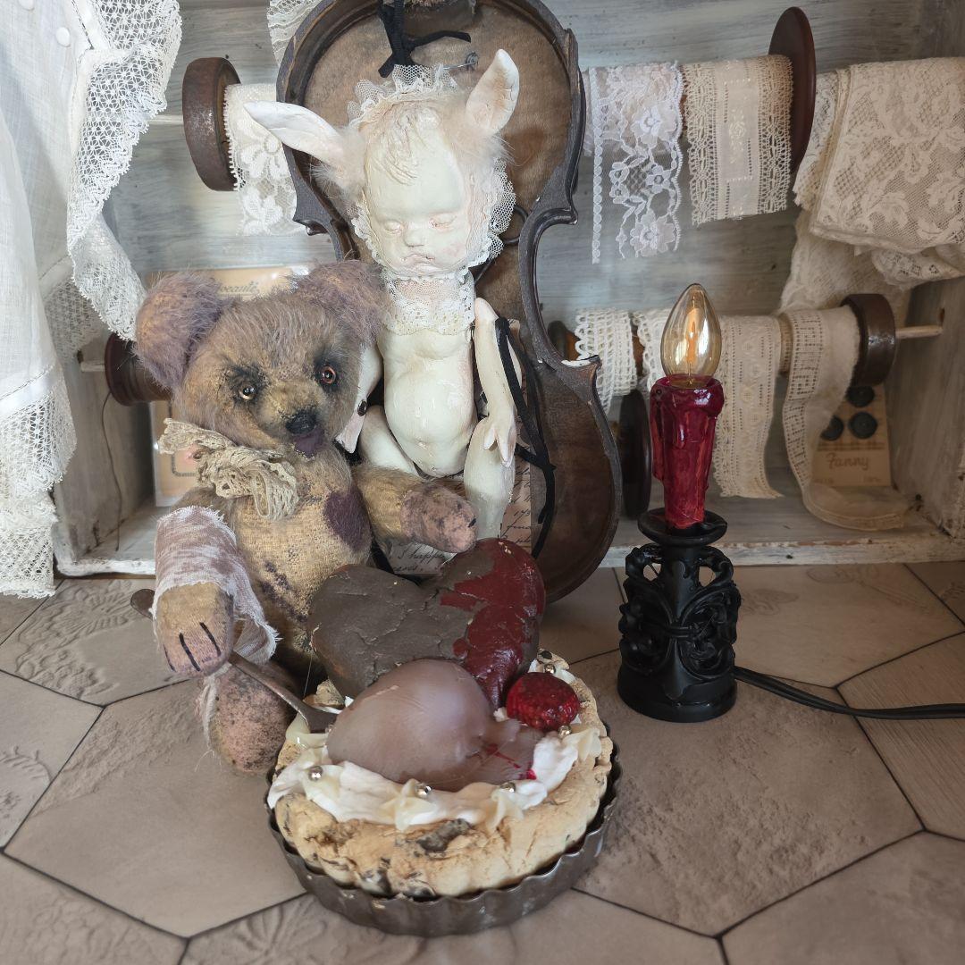 フランス　アンティークテディベア　ダーク　退廃的　シャビー　ブロカント