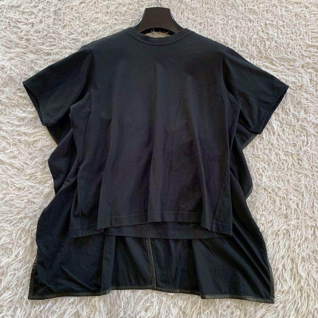 CELINE　セリーヌ　フィービー　レザー切り替え　ケープ付き　マント　Tシャツ