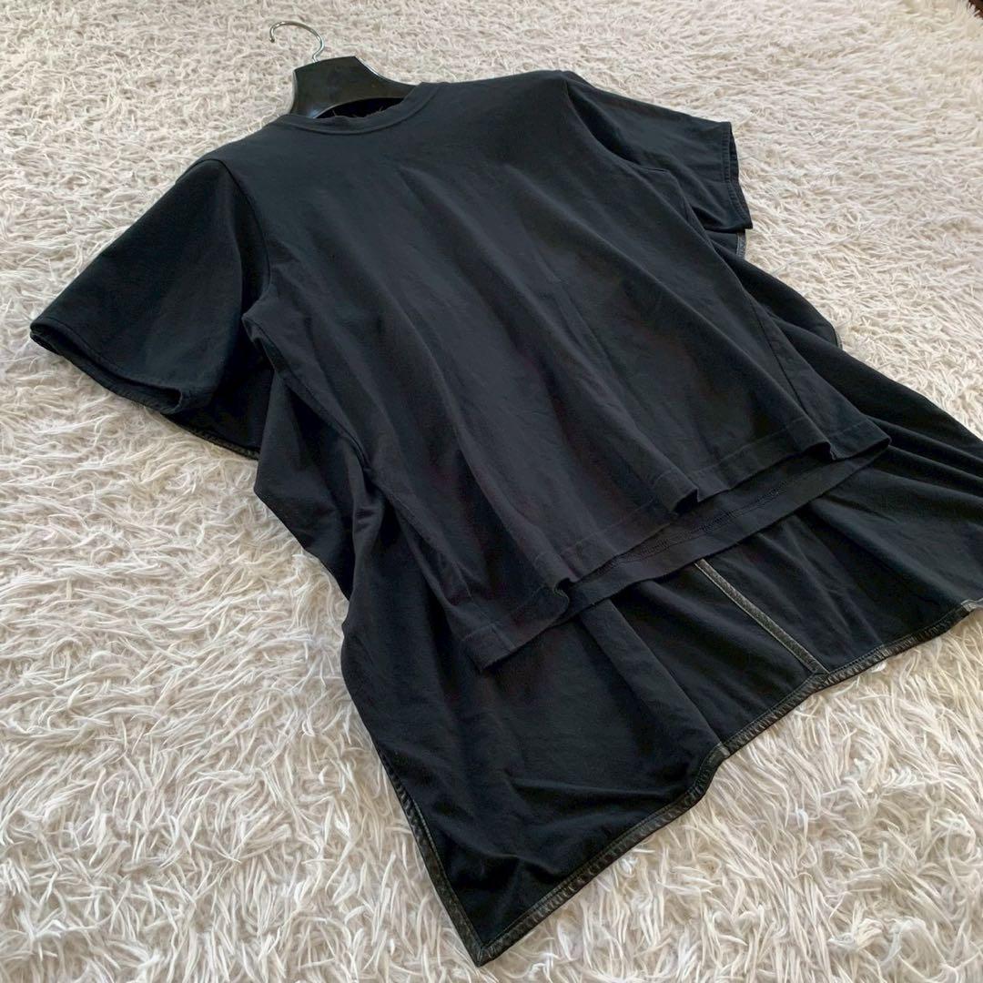 CELINE　セリーヌ　フィービー　レザー切り替え　ケープ付き　マント　Tシャツ