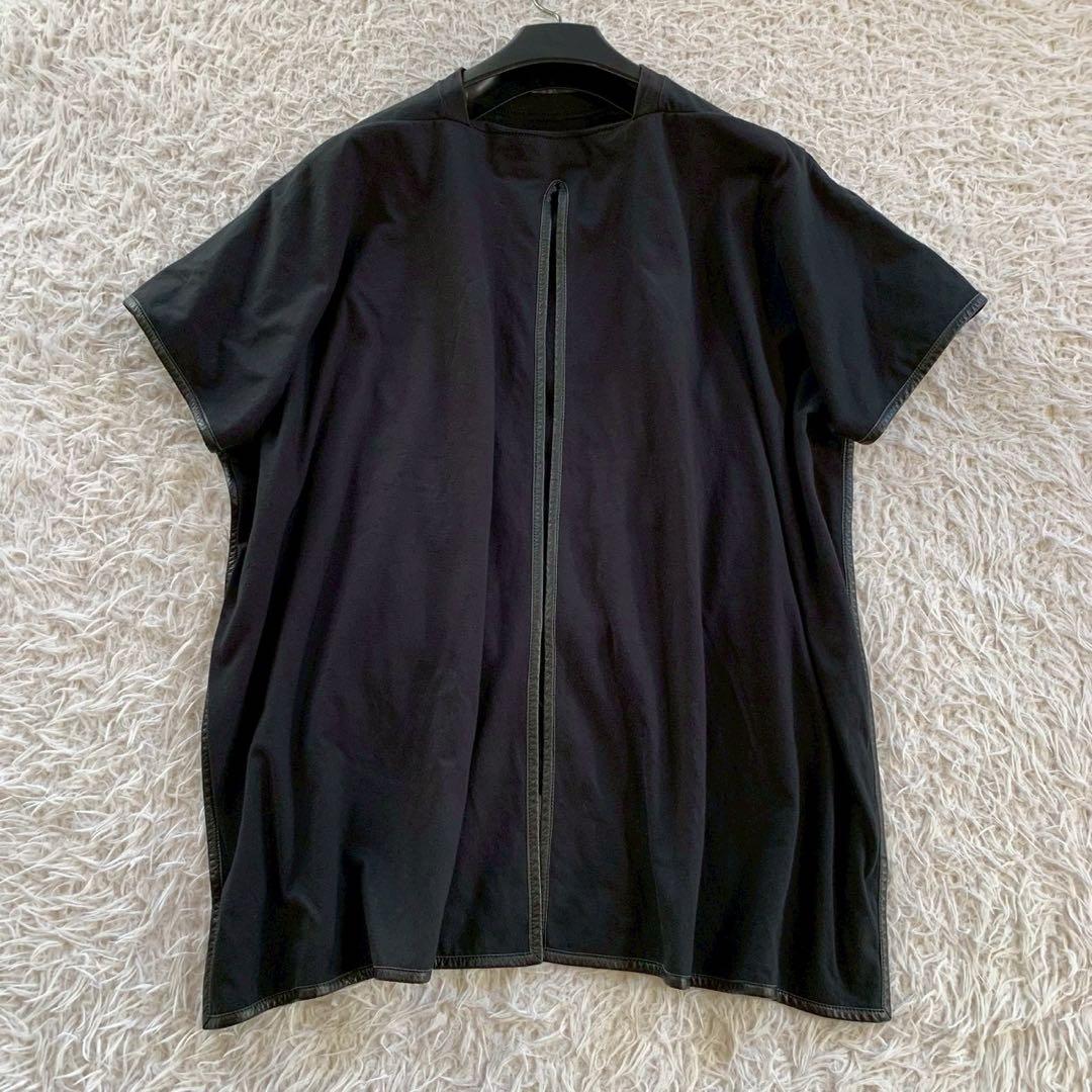 CELINE　セリーヌ　フィービー　レザー切り替え　ケープ付き　マント　Tシャツ