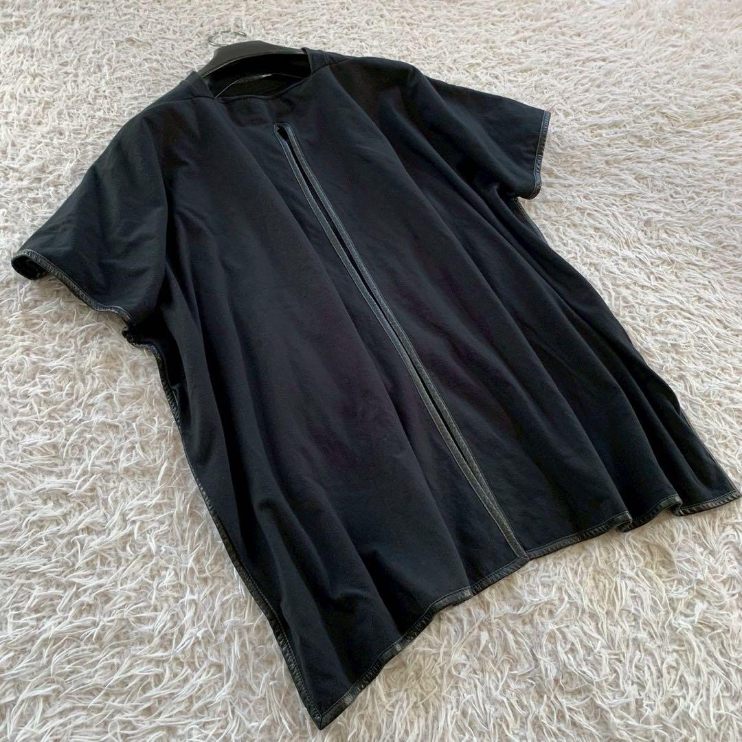 CELINE　セリーヌ　フィービー　レザー切り替え　ケープ付き　マント　Tシャツ