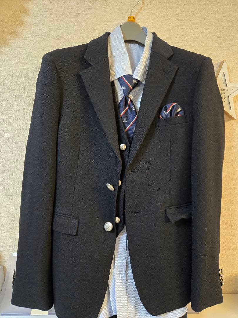 【卒業式160cm】【1度短時間着用美品】ネイビー スーツ6点セット