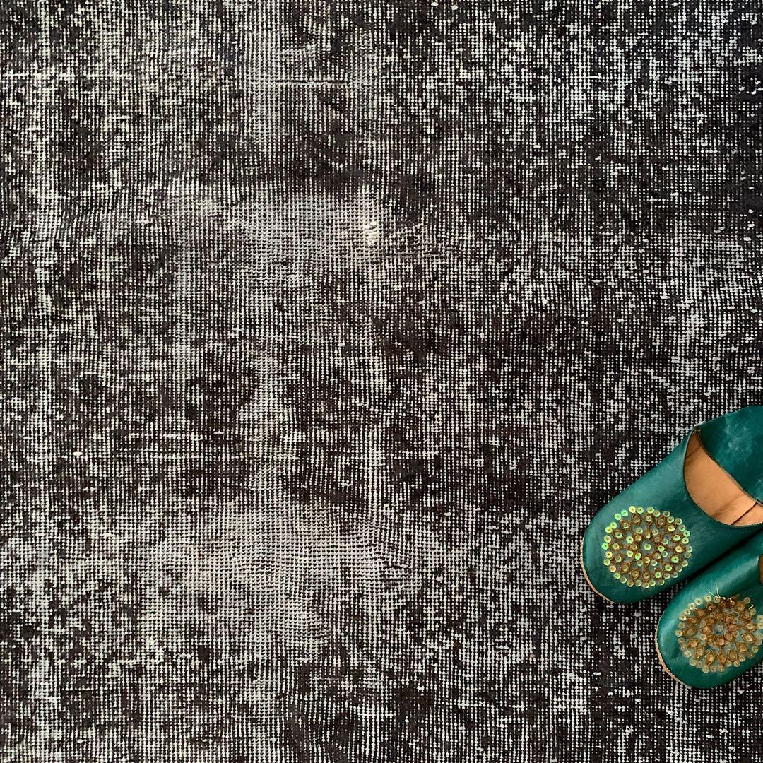 大判　トルコヴィンテージラグ　237×136グレーブラック　オーバーダイ　トルコ