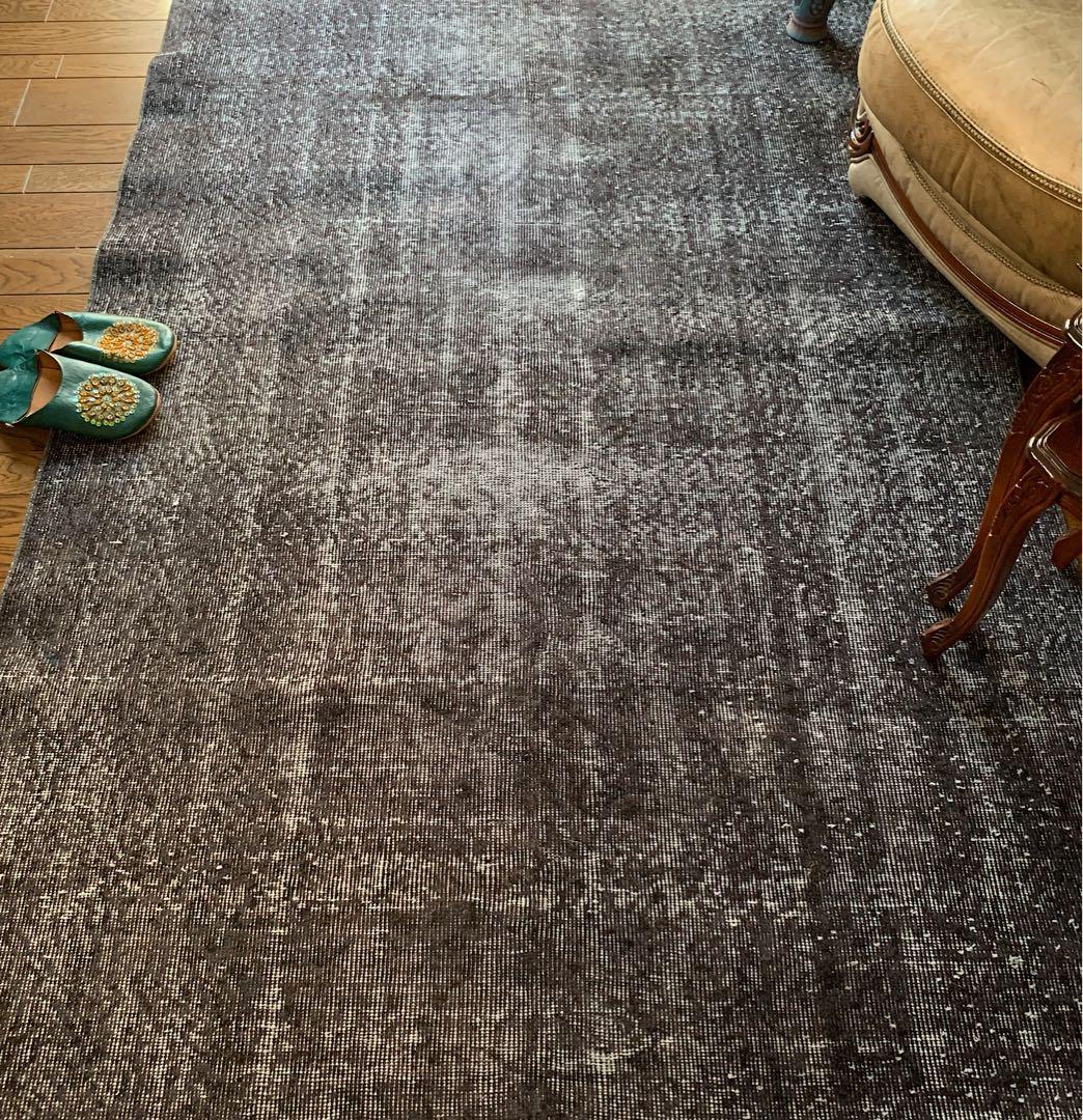 大判　トルコヴィンテージラグ　237×136グレーブラック　オーバーダイ　トルコ