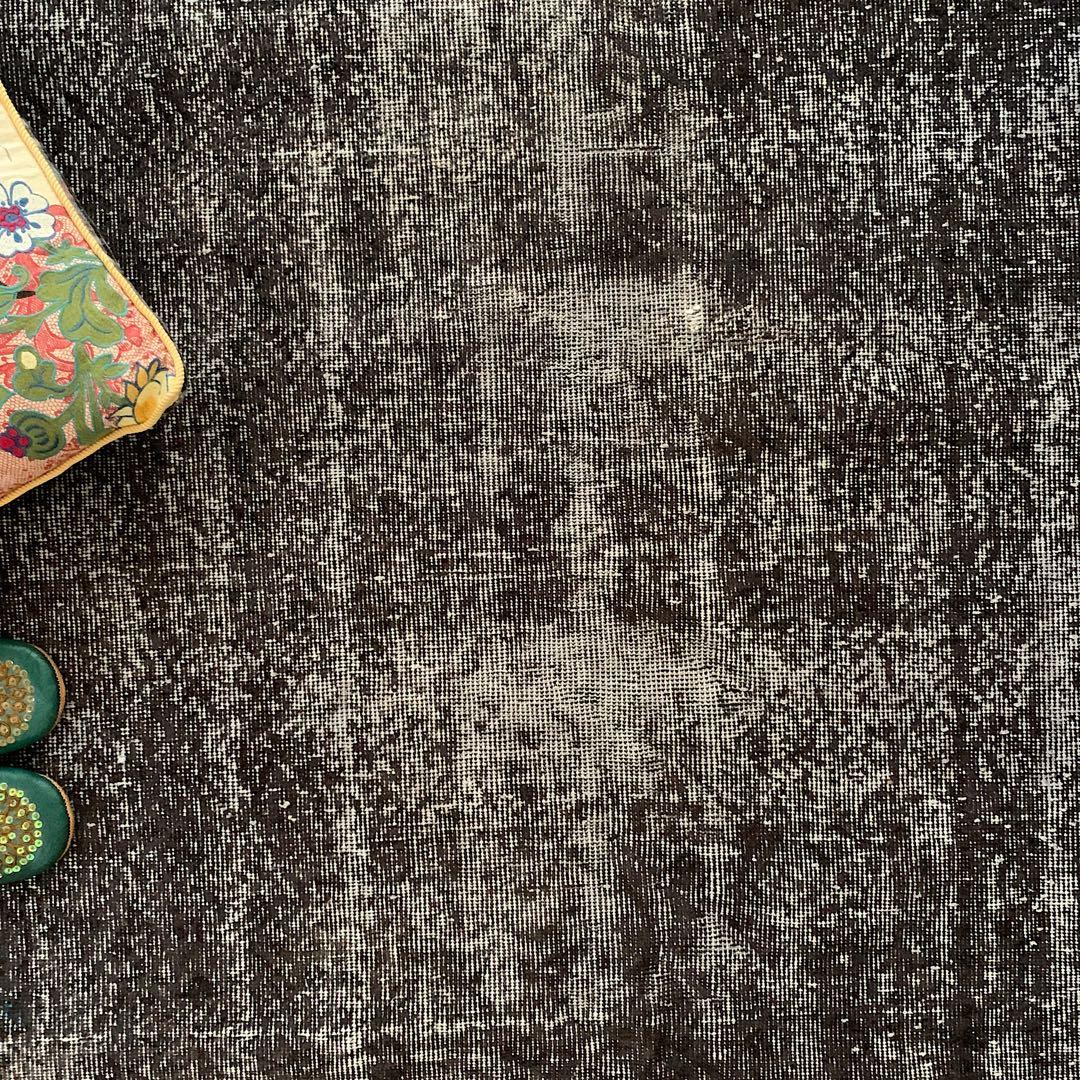 大判　トルコヴィンテージラグ　237×136グレーブラック　オーバーダイ　トルコ