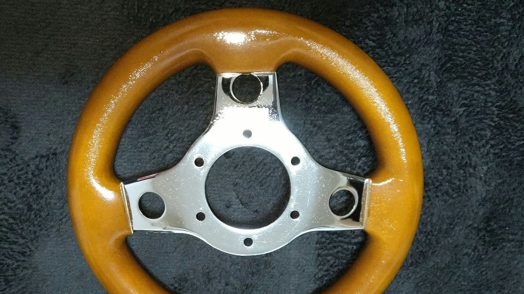 ウッド風 23パイ ハンドル 小径ステアリング 木目調街道レーサー