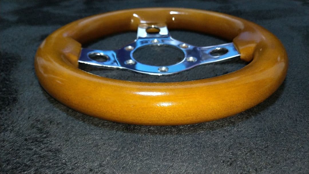 ウッド風 23パイ ハンドル 小径ステアリング 木目調街道レーサー