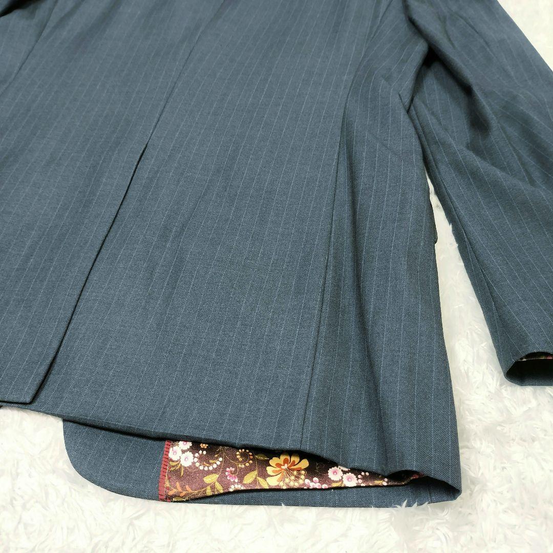 ポールスミス 花柄 ネイビーグレー ストライプ テーラードジャケット 派手
