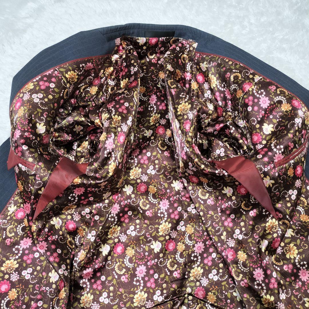 ポールスミス 花柄 ネイビーグレー ストライプ テーラードジャケット 派手