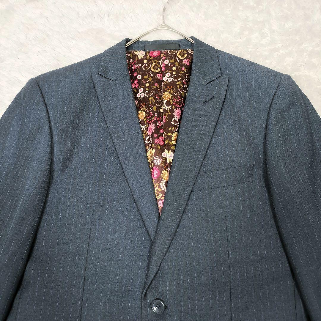 ポールスミス 花柄 ネイビーグレー ストライプ テーラードジャケット 派手