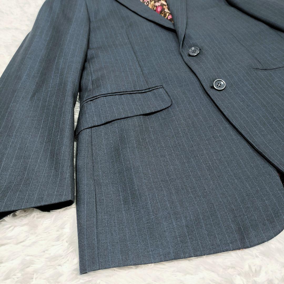 ポールスミス 花柄 ネイビーグレー ストライプ テーラードジャケット 派手