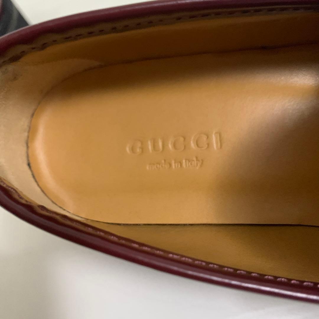 GUCCIバーガンディ 革ローファー 厚底　新品