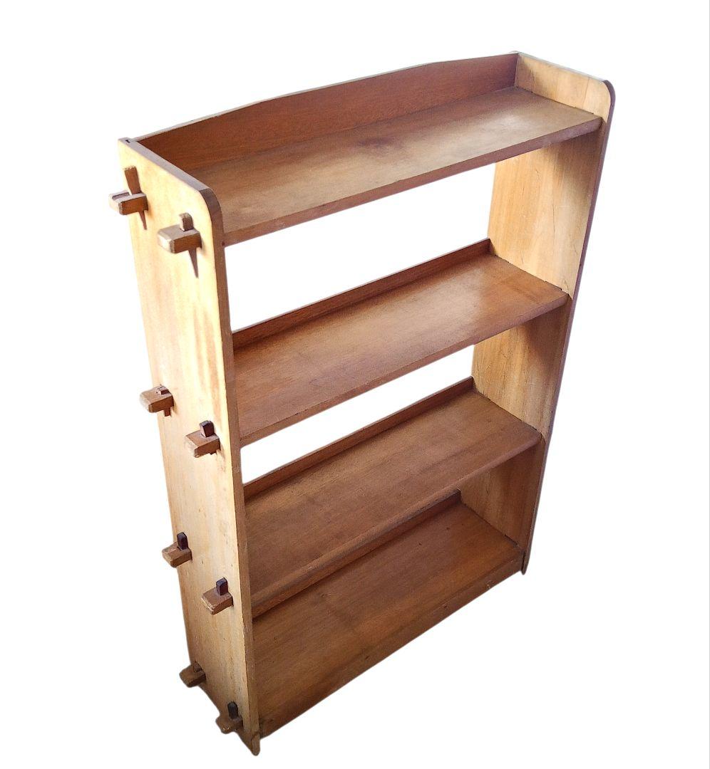 【昭和レトロ アンティーク】木杭 ブックシェルフ 本棚 4段