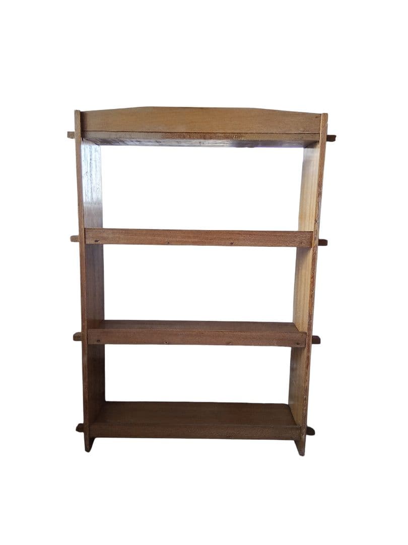 【昭和レトロ アンティーク】木杭 ブックシェルフ 本棚 4段