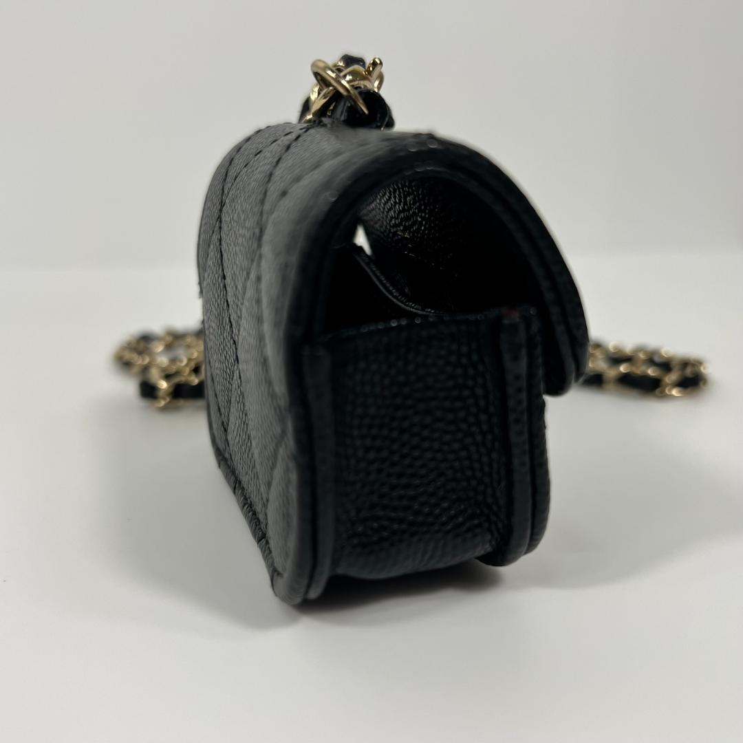 シャネル マトラッセ イヤホンケース キャビアスキン 黒 MBZ041