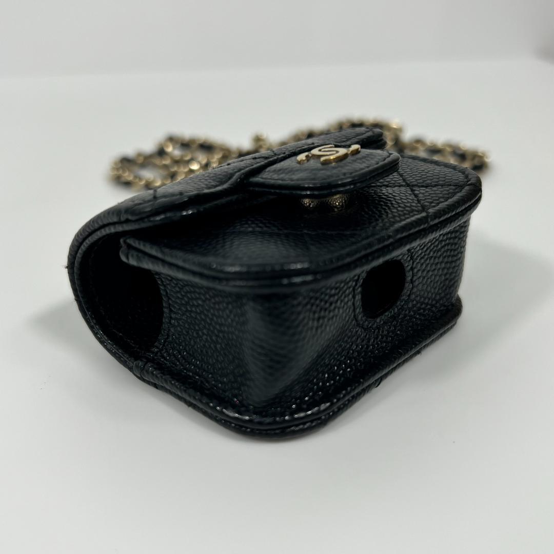 シャネル マトラッセ イヤホンケース キャビアスキン 黒 MBZ041