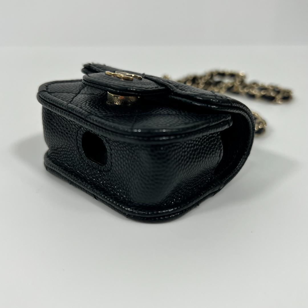 シャネル マトラッセ イヤホンケース キャビアスキン 黒 MBZ041