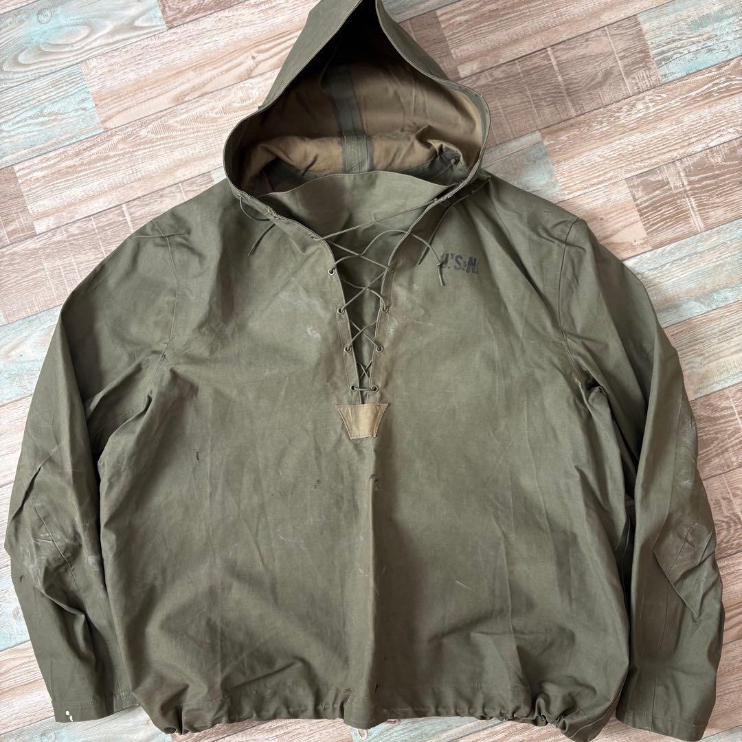 USN レインパーカー デッキパーカー プルオーバー ゴム引き XL相当