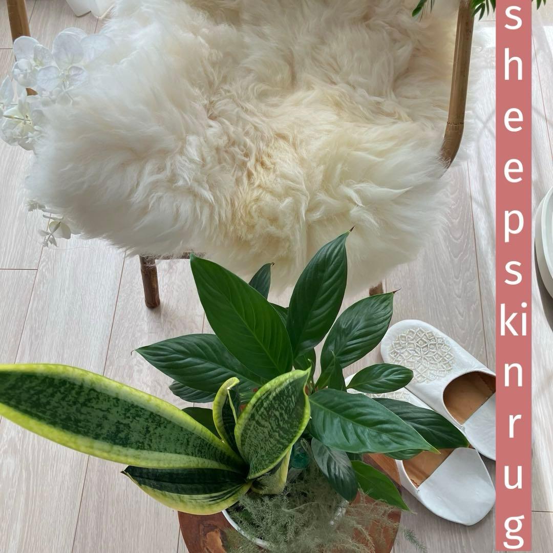 【リッチムートン】 オフホワイト　シープスキンラグ　美品新品未使用