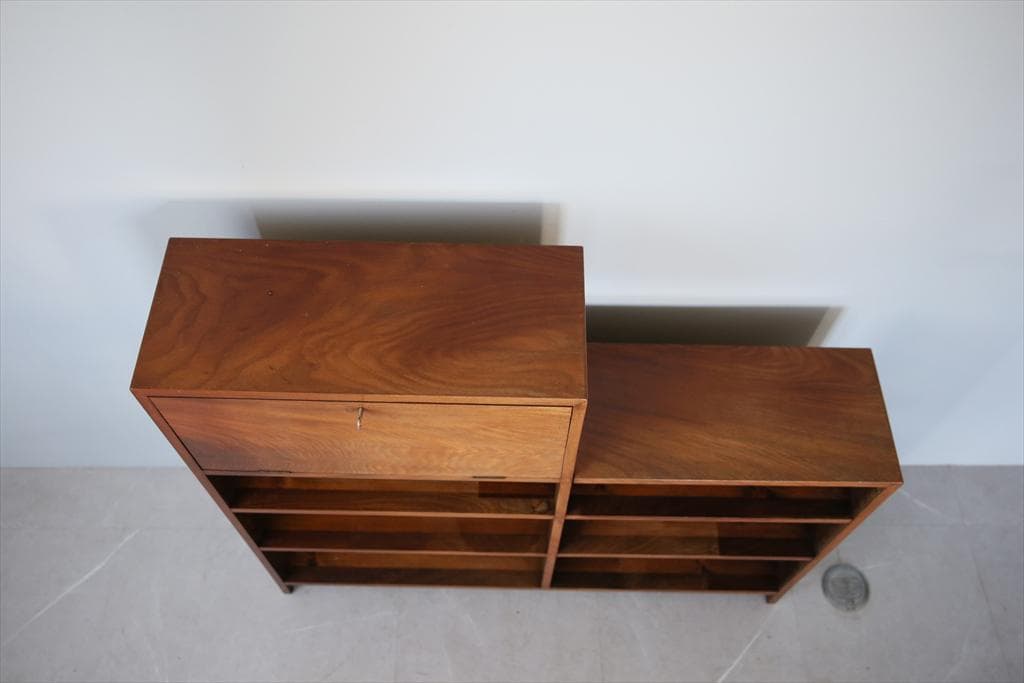 英国アンティーク本棚付きビューロー/収納机テーブル/飾り棚/収納棚(91-167