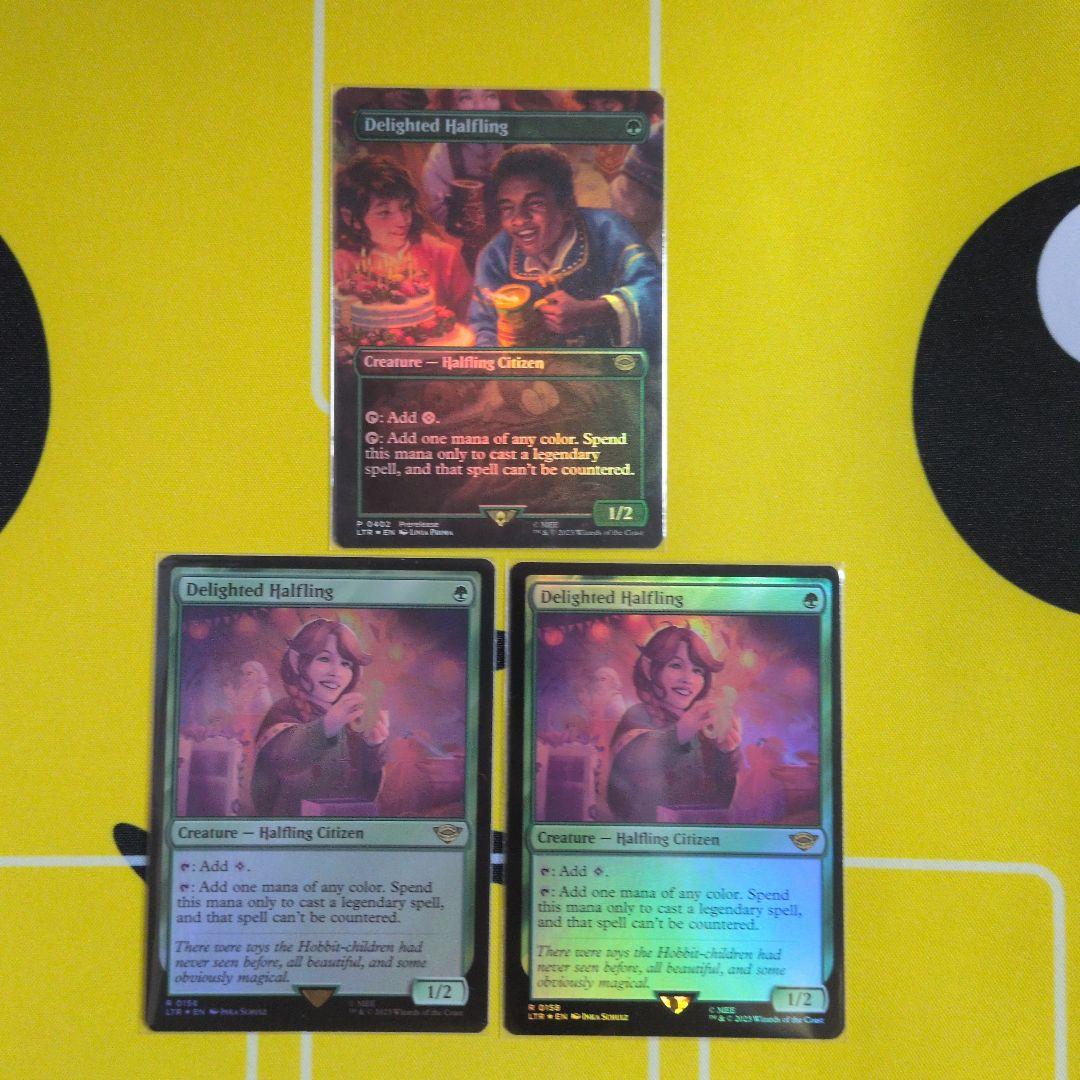 MTG 喜ぶハーフリング　英語　フルアートFOIL1枚　通常FOIL ２枚