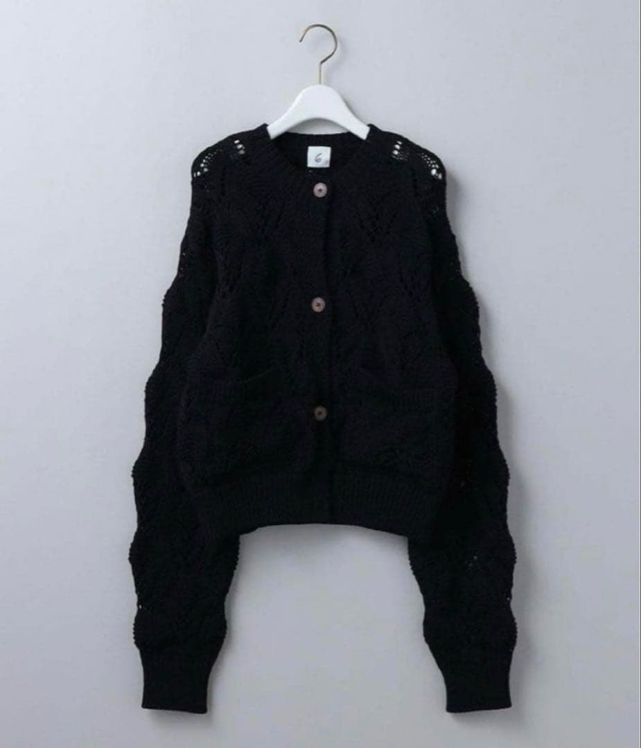 トップス 6 roku LILY YARN SUKASHI CARDIGAN