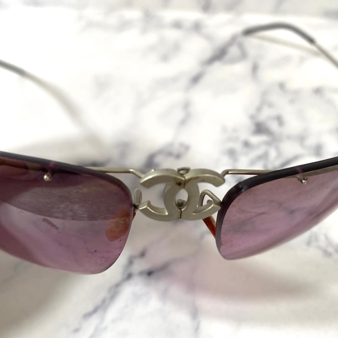 CHANEL シャネル　サングラス　リムレス　ココマーク　パープル　4032